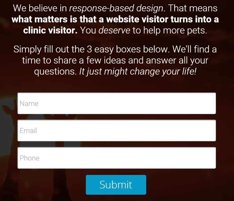 landing page